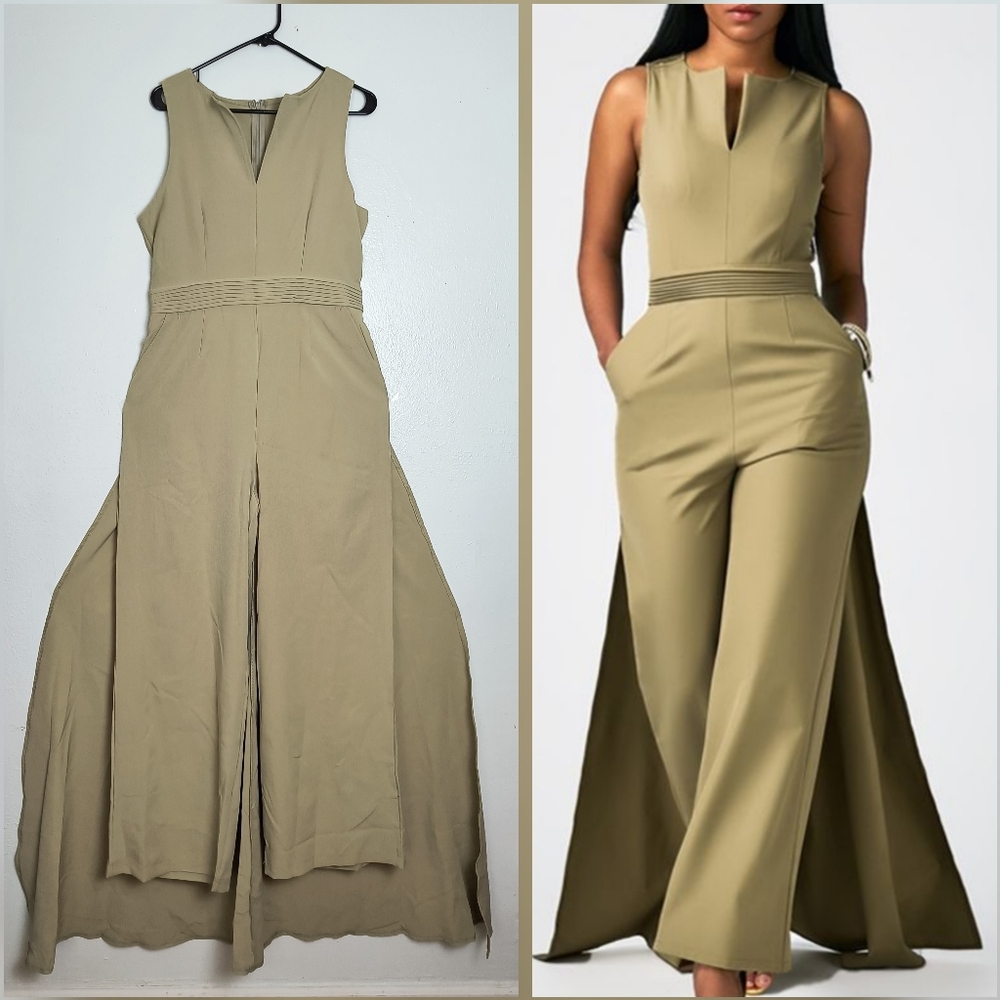 Trendy Jumpsuit Penguin Tail Color Beige Size L